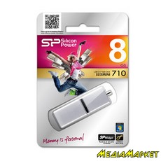 SP008GBUF2710V1S  -`i Silicon Power LuxMini 710 8GB Silver,  
